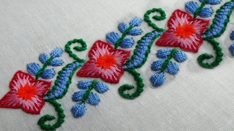 Hand embroidery: latest border design |decorative border line stitch