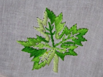 Hand Embroidery : Satin Stitch Embroidery : Leaf Embroidery