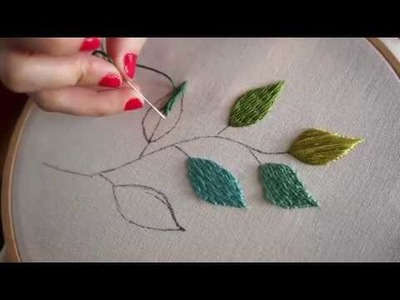 Hand Embroidery Tutorial - Filling with Back Split Stitch and Fishbone Stitch