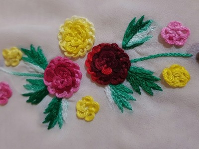 HAND WORK CALIFLOWER DESIGN PART 2 EMBROIDRY WORK TUTORIAL FOR BEGINNERS