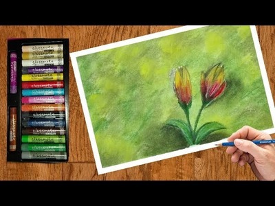 How To Draw Flowers | Oil Pastel Drawing Simple & Easy (RN DRAWING)