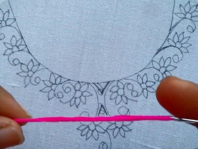 How to make beautiful neck line hand embroidery design.