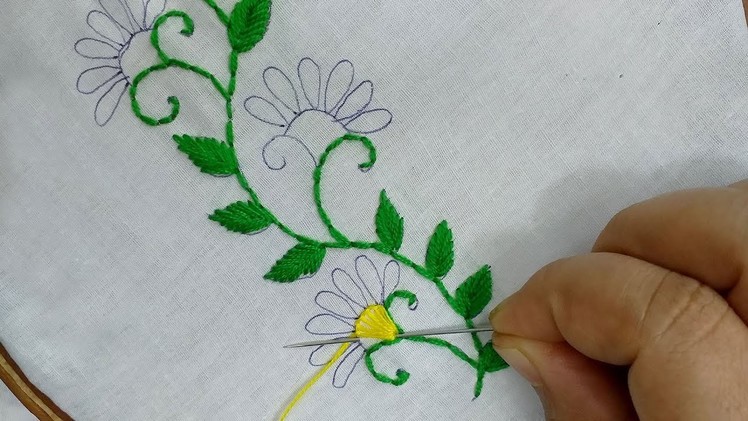 Latest borderline design for saree,  dress |  hand embroidery easy border design .