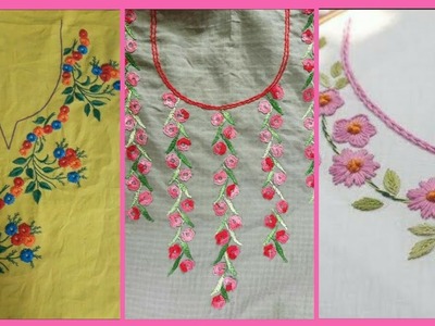 Latest hand embroidery neck design || beautiful embroidered dresses and kurti designs 2019.