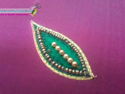 Leaf aari work | simple leaf design  Hand embroidery work leaf filling Kannada.Hindi