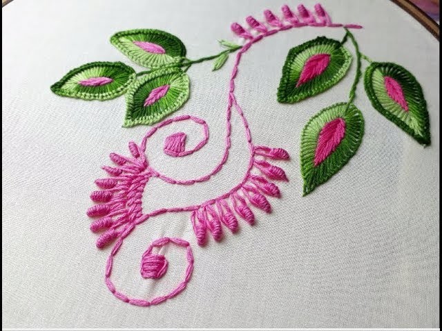 Leaf Design tutorial for beginners | Hand embroidery Leaf Tutorial