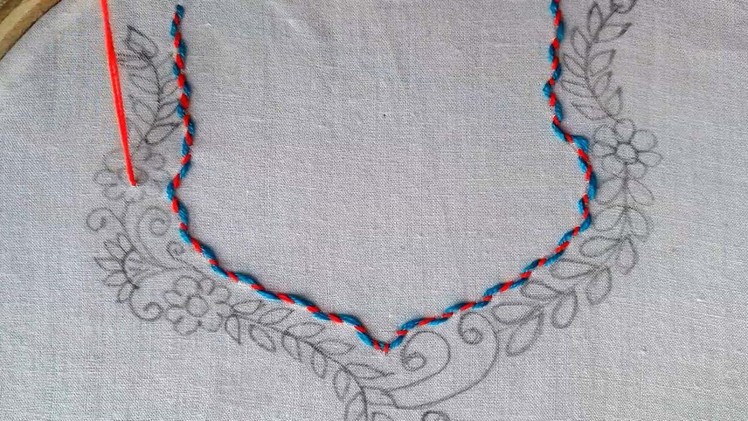 Neck line hand embroidery design.