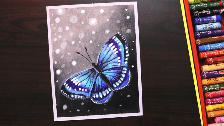 Oil pastel Drawing | How to draw Easy Butterfly Scenery drawing and painting