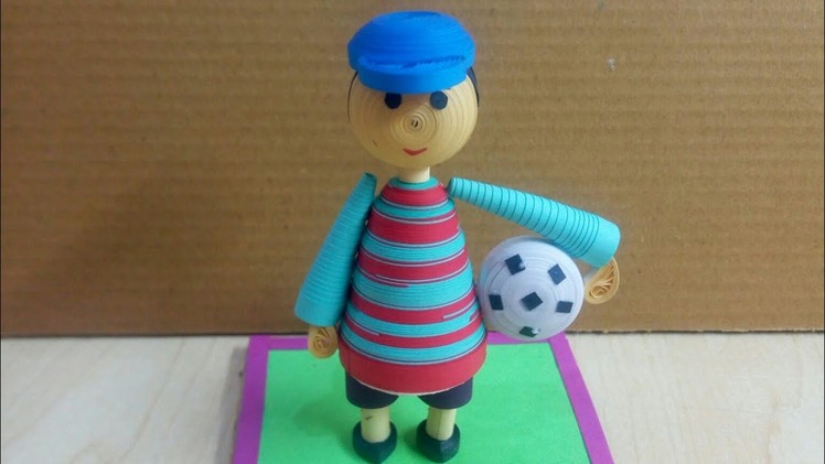 Paper Quilling Sculpture Football Playing Boy