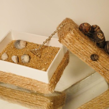 Sea Shell Sand Zen Garden Rope Box Desk Top Decor