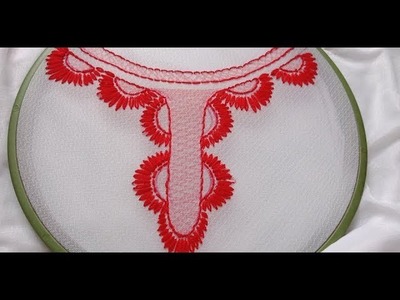 Shadow Work Hand Embroidery Neckline design,very simple kurti neck design embroidery Rup Handicraft