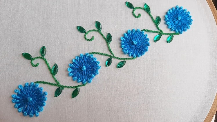Simple Floral Border Design (Hand Embroidery Work)