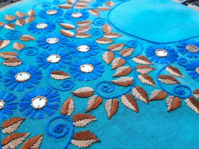 কামিজের গলার  ফুলকারি HAND embroidery Design