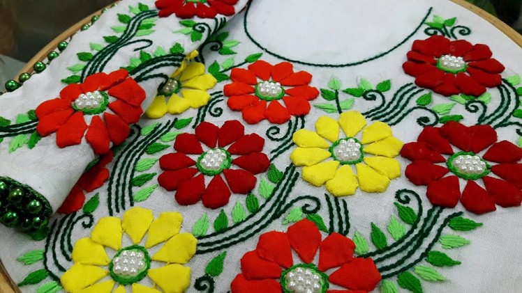 পহেলা বৈশাখের এপ্লিক || Hand embroidery style stitch