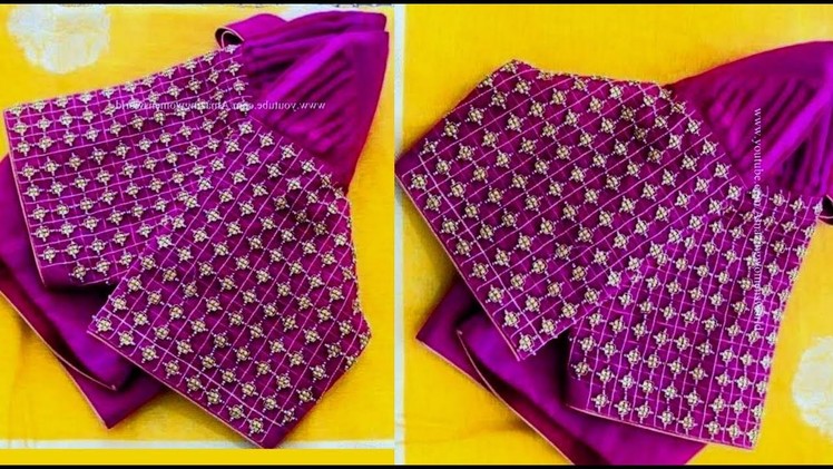 #36 తెలుగు లో మామూలు సూది తో మగ్గం వర్క్|Heavy Designer Sleeves with normal stitching needle Aari