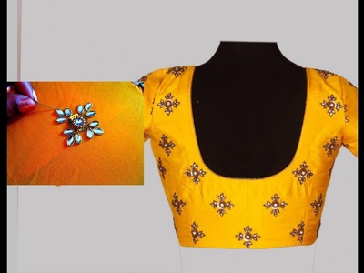 Aari. Maggam Work Design with Normal Stitching Needle on Blouses. Sari. Dresses