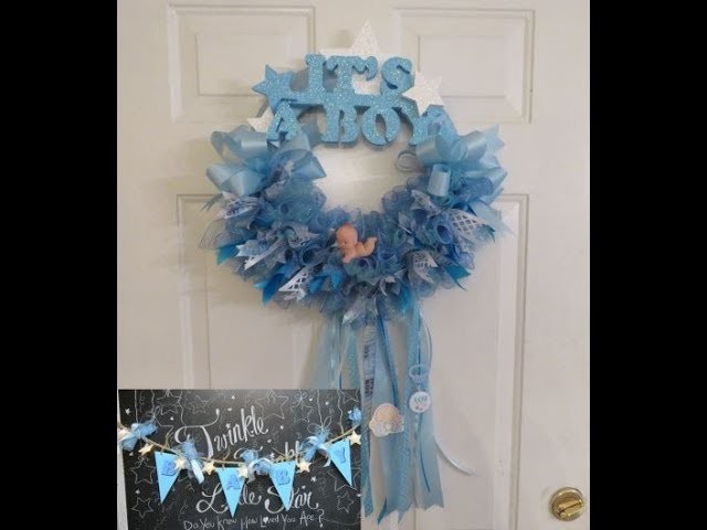 Baby Shower Series Project 7 and 8: Baby Lighted Star Garland and It's A Boy Wreath