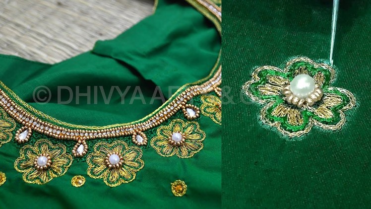 Beautiful aari motif design | aari work for beginners | aari work blouse designs | #223