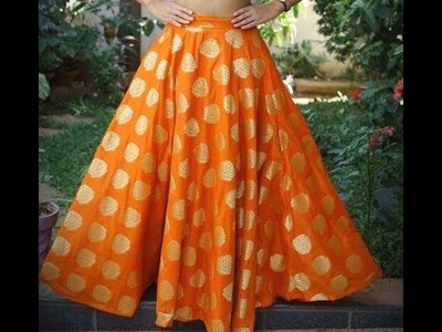 Beautiful Trending Long Skirt from Old saree - Simple & Easy Drafting and Cutting