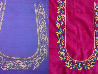 Daily Wear Simple Embroidery Work Blouse Neck Designs For Silk Saree| Blouse Designs For Silk Saree