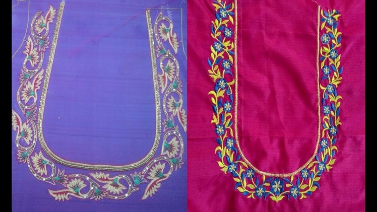 Daily Wear Simple Embroidery Work Blouse Neck Designs For Silk Saree| Blouse Designs For Silk Saree