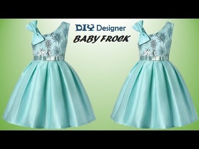 DIY Designer one-sided Shoulder Baby Frock cutting and stitching step by step
