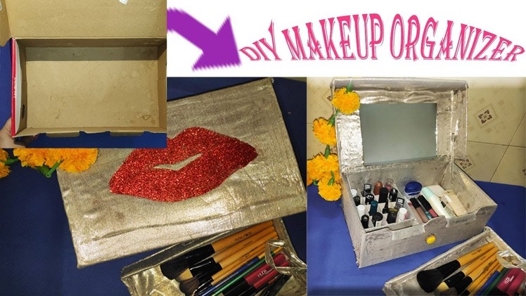 DIY Makeup Organizer | Storage made from Shoe Box.