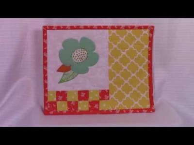 Flower Applique Mug Rug - cute coffee cup.snack placemat