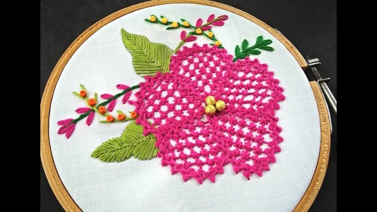 Hand Embroidery | Braid Stitch Flower Embroidery | Fantasy Flower Stitch | Flower Embroidery Designs