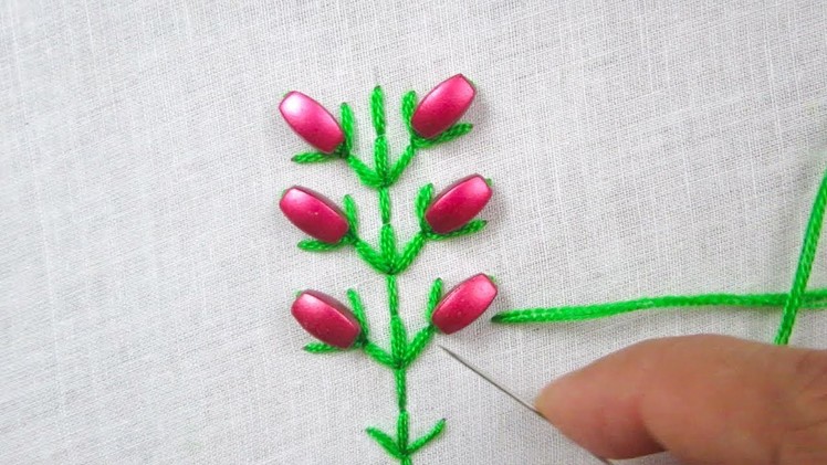 Hand Embroidery, Modern Hand Embroidery Design with Beads, Border Design