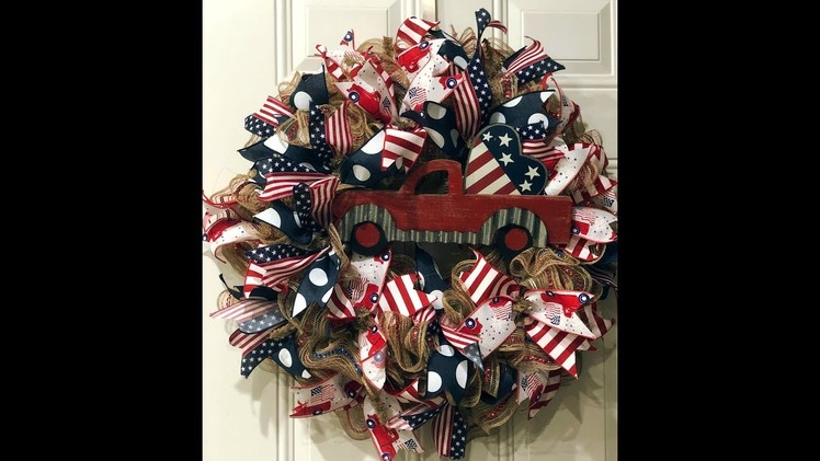 How to make a 30in ruffle wreath Patriotic Truck wreath