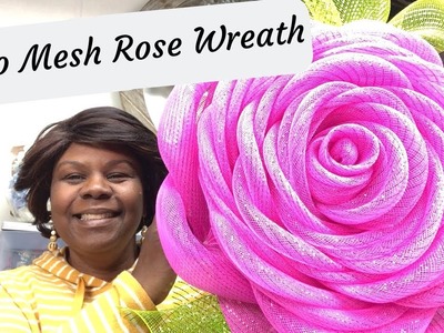 How to make a Pink Rose Deco Mesh Wreath for Spring