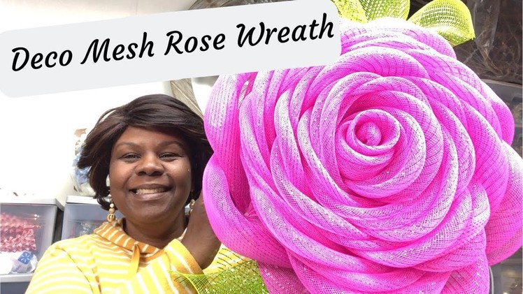 How to make a Pink Rose Deco Mesh Wreath for Spring