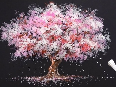 How to Paint a Cherry Tree in Acrylic - Sakura Q-tip Painting Techniques