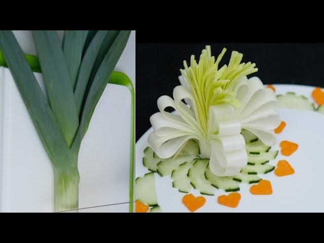 Leek Flower Carving  | Vegetable Flower  | Food Decoration 4K