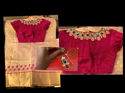 Most Beautiful  Designer Work Blouse with Normal Stitching Needle-Same Like AARI. Maggam Work Blouse