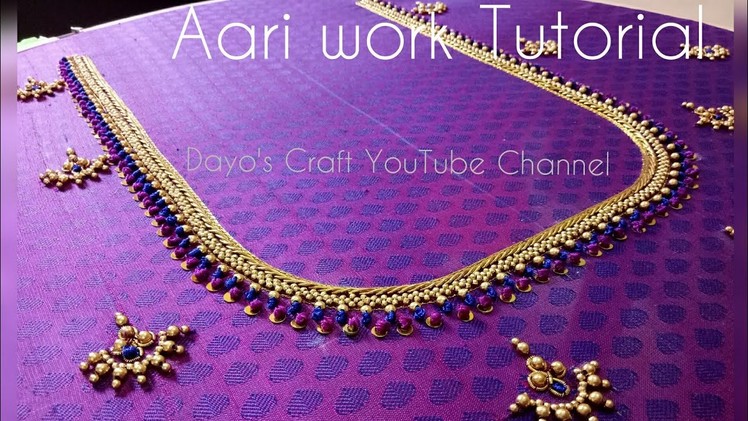 Most classic & elegant aari work design easy to do #aariworkblouse #necklinedesign #aariworktutorial