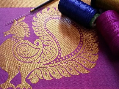 Peacock Aari work embroidery #aariworktutorial #peacockembroidery