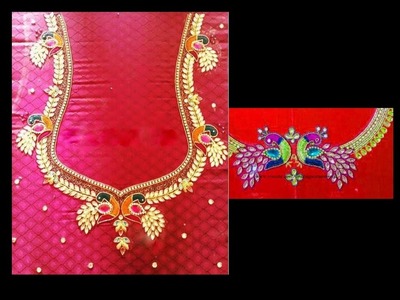 Peacock Design with Normal Stitching Needle- Same Like Aari.Maggam work On Blouse