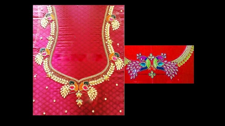 Peacock Design with Normal Stitching Needle- Same Like Aari.Maggam work On Blouse