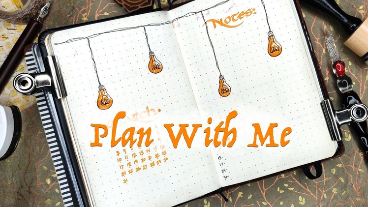 Plan With Me March Bullet Journal 2019 (Vintage Lightbulb Themed Pocket Planner)