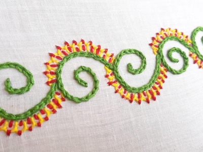 Simple Border Design for Dress.Kurti (Hand Embroidery Work)