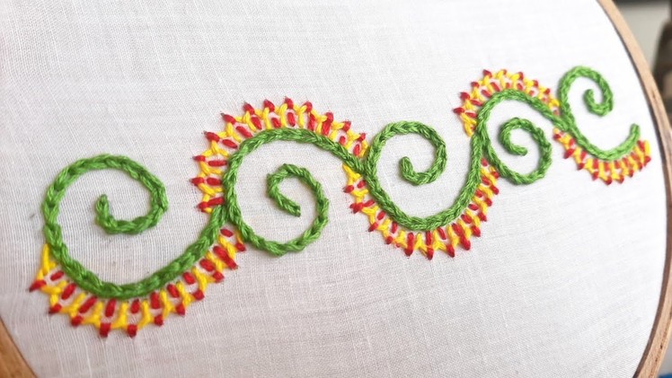 Simple Border Design for Dress.Kurti (Hand Embroidery Work)