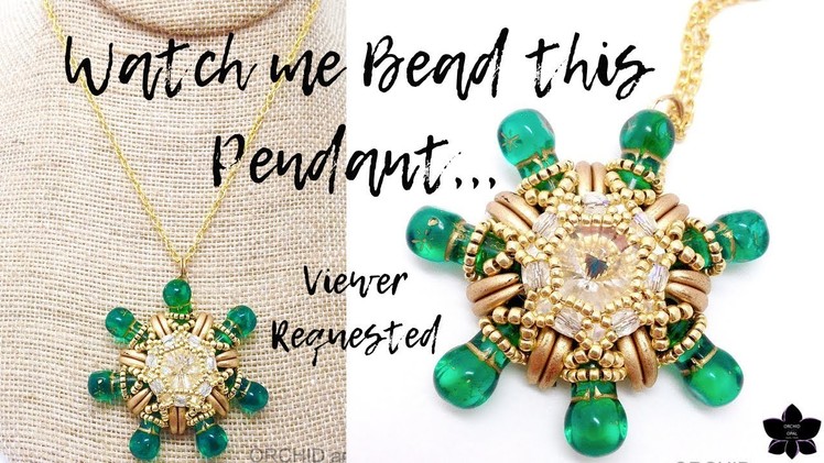 Watch me Bead | Czech Glass Green and Gold Pendant | By Viewer Request | Non-Tutorial. Tutorial