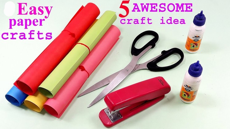 5 Awesome Craft Ideas With Colour paper || Ideas with Paper || Paper art and crafts