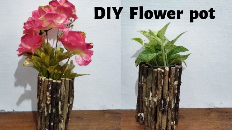 5 minutes to make a flower pot at home from a branch or twigs -2019 tutorial