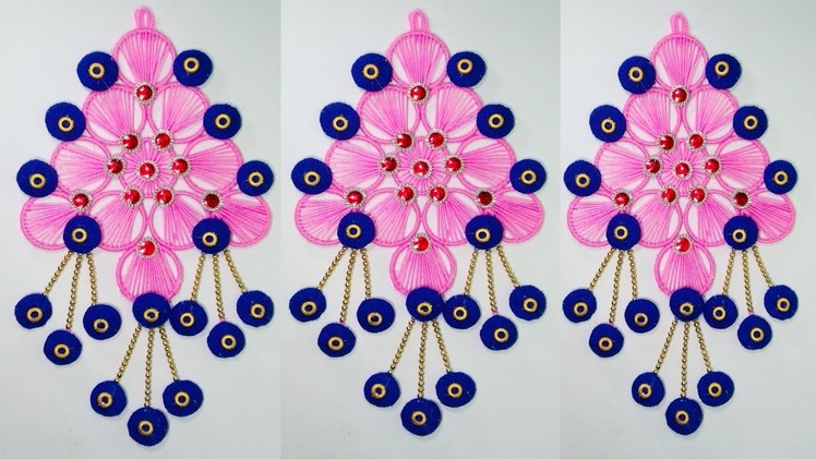BEST OUT OF WASTE BANGELS AND WOOL CRAFT IDEA.DIY THREAD WALL HANGING DECORATION.oon ki WALL DECOR