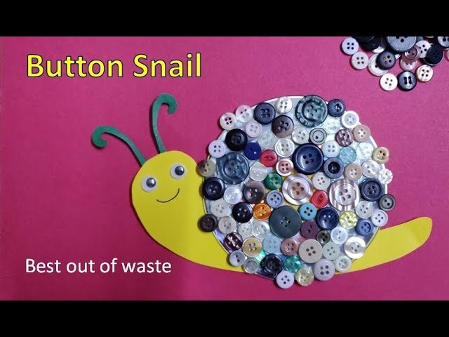 Button DIY for Kids: Snail | Old CD craft Idea | #bestoutofwaste #fridaycraft