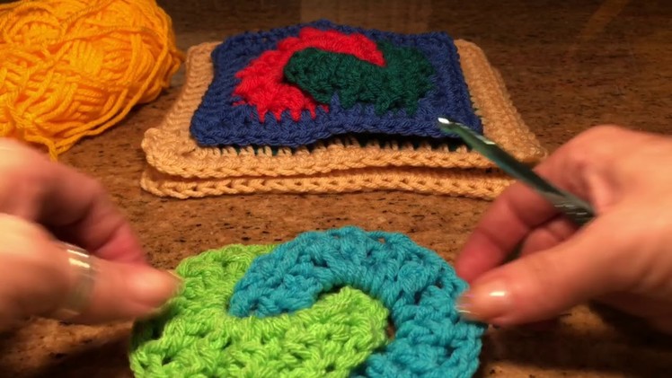 Crochet a 2 ring block - stash buster