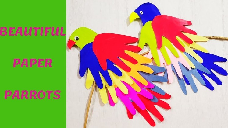 DIY PAPER PARROT CRAFT|TWIRLING PAPER PARROT CRAFT||COLORFUL FEATHER PARROT|HOW TO MAKE PAPER PARROT